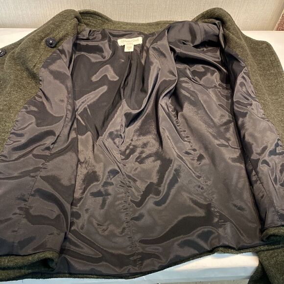 Coldwater Creek Asymmetrical Moto Jacket Size 16 Olive Green Wool Blend - Picture 13 of 16